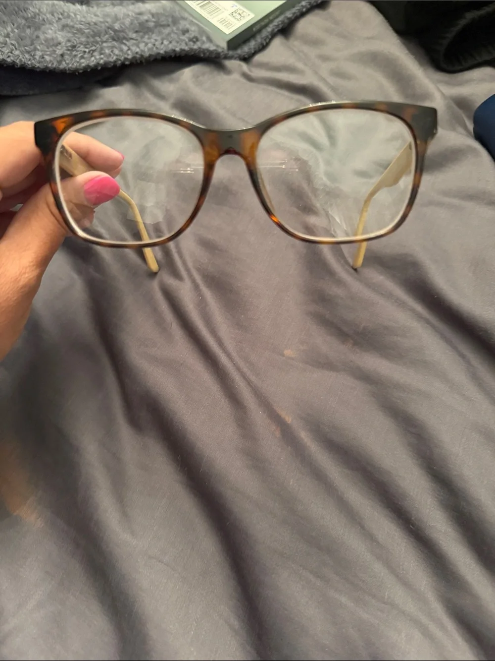 Women’s  Tortoiseshell Frame eye Glasses with Beige Arms